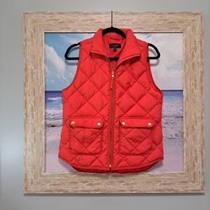 Red J. Crew puffer vest.